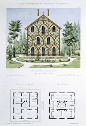 Project for a Small Country House near Paris, Engraved by Walter, Plate 9 from 